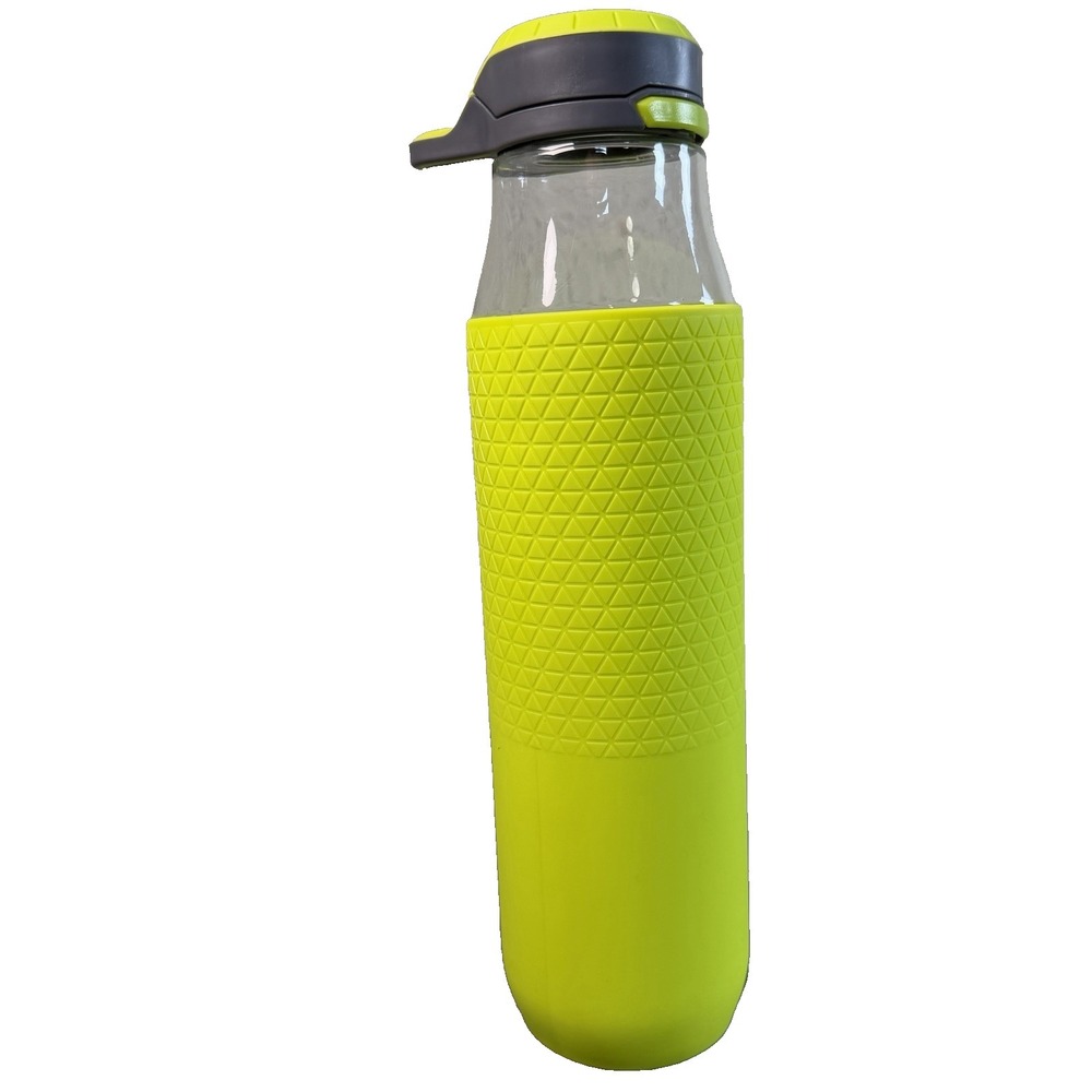 ZULU 34 oz Water Bottle Lime Green Flip Top Lock Lid Silicone Sleeve Plastic - Picture 2 of 5